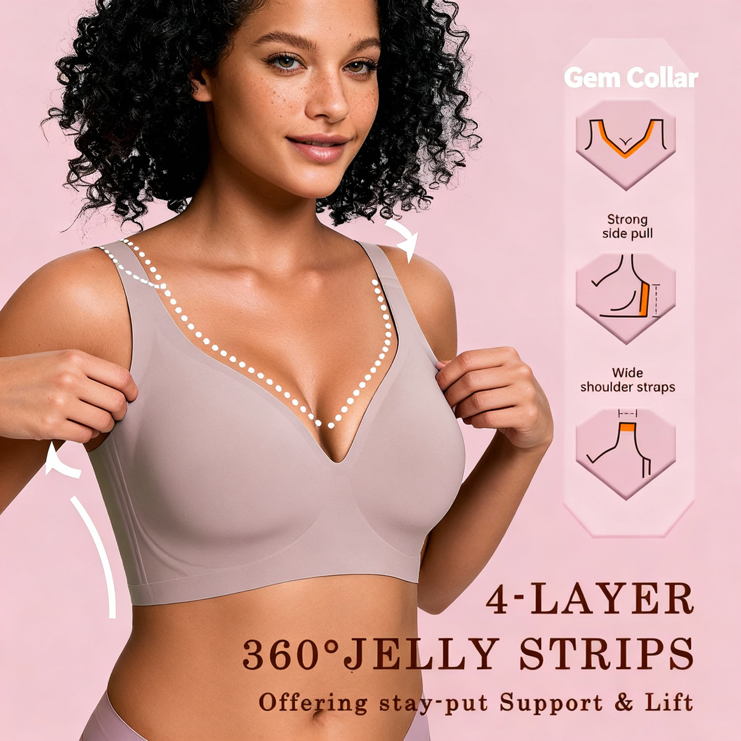 Women’s Wireless Deep V Seamless Push-Up Bralette — Ultra-Comfortable T-Shirt Bra | Final Week Christmas Sale + Free Gift with Every Order