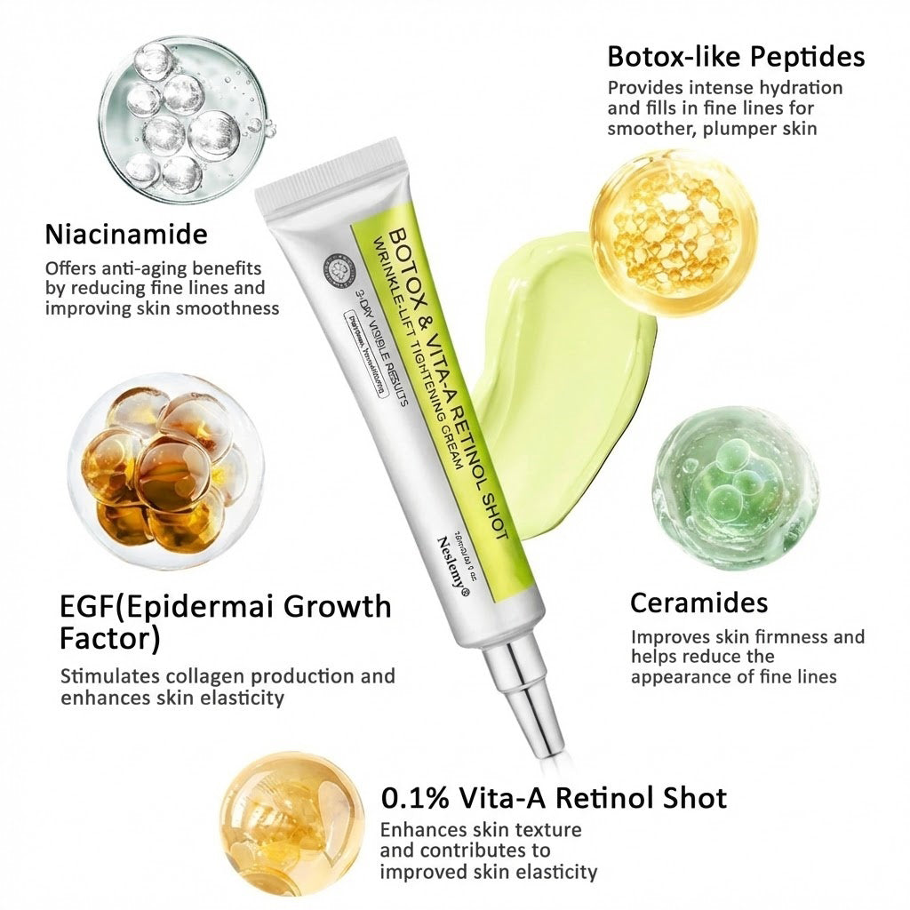 🌿👨‍⚕️Made and shipped from the USA 💫Neslemy® Botox & Vita-A Retinol Shot Wrinkle-Lift Tightening cream - Last Day Promotion 70% OFF