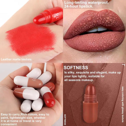 18-teiliges Lippenstift-Set mit langanhaltender samtiger, matter Kapselform 