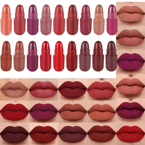 18-teiliges Lippenstift-Set mit langanhaltender samtiger, matter Kapselform 