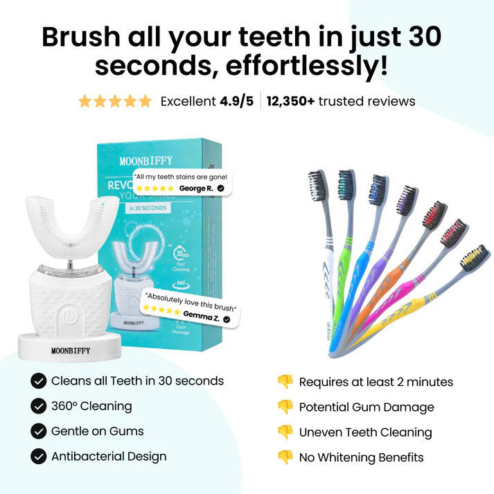 MOONBIFFY Smart Toothbrush Fast Cleaning! 30s Smile Magic
