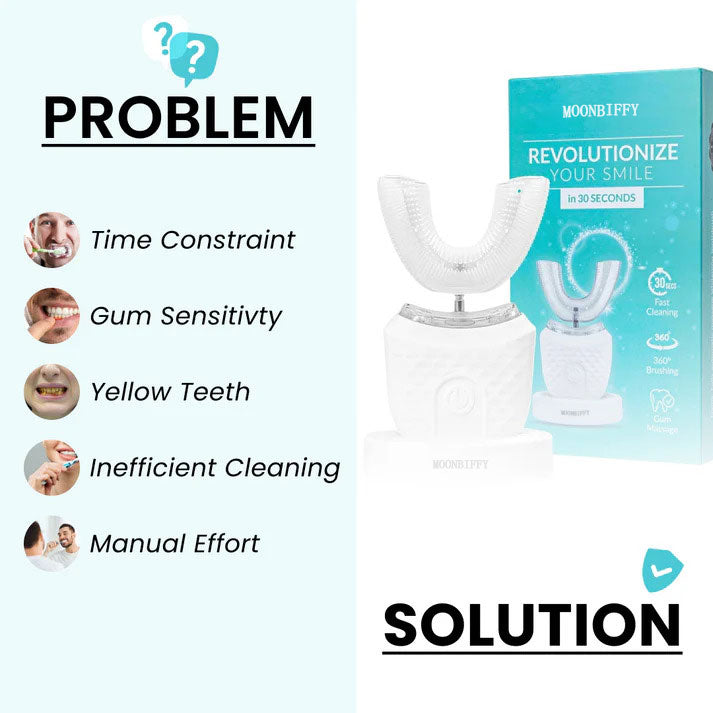 MOONBIFFY Smart Toothbrush Fast Cleaning! 30s Smile Magic
