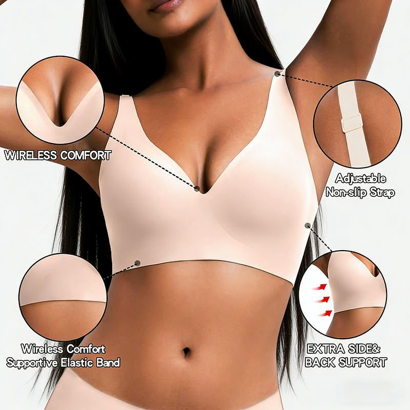 Women’s Wireless Deep V Seamless Push-Up Bralette — Ultra-Comfortable T-Shirt Bra | Final Week Christmas Sale + Free Gift with Every Order