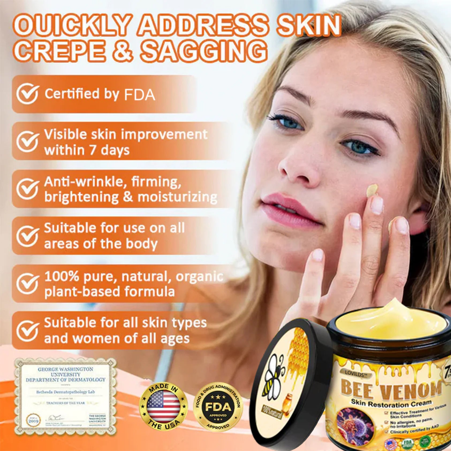 💐🌟💐Made and Shipped from USA ✨ LOVILDS™ Bee Venom Skin Restoration Cream 🔥 LAST DAY 80% OFF
