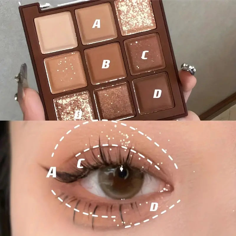 Palette de fards à paupières de 9 couleurs, maquillage léger aux tons de terre