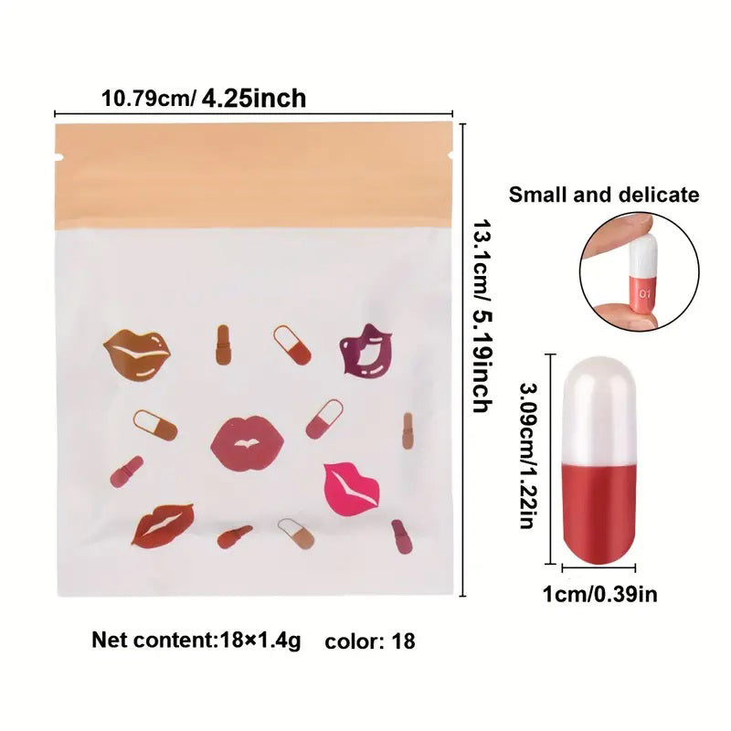 18-teiliges Lippenstift-Set mit langanhaltender samtiger, matter Kapselform 